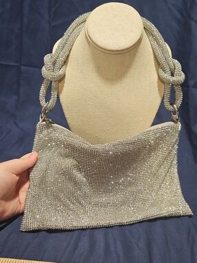 Silver Crystal Evening Shoulder Bag